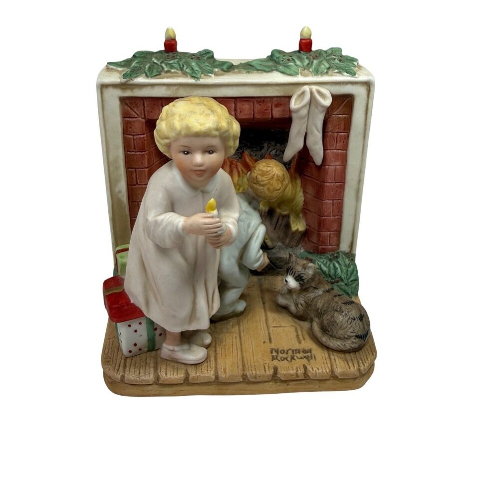 Norman Rockwell "Is He Coming" Figurine From Innocence Of Youth Bisque Porcelain